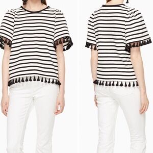 Kate Spade Broom Street Stripe Flutter Sleeve Top
